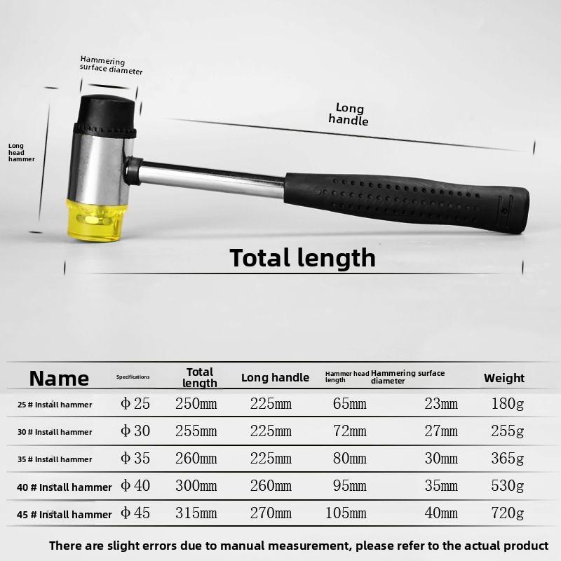 Nylon Rubber Hammer for Tile Installation Non Marring Soft Face Hammer In Various Sizes