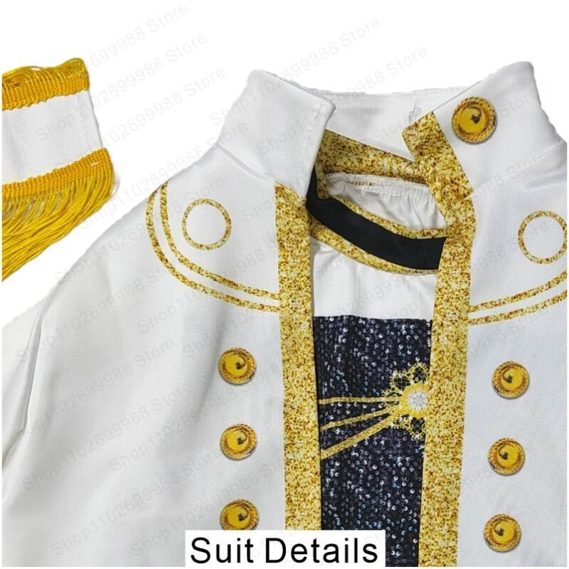 Film K Pop Démon Mira Bílý Třídílný Kostým 3D Tištěná Bunda Vesta Sukně Set Dívčí Halloweenská Párty Lovci Cosplay Oblečení