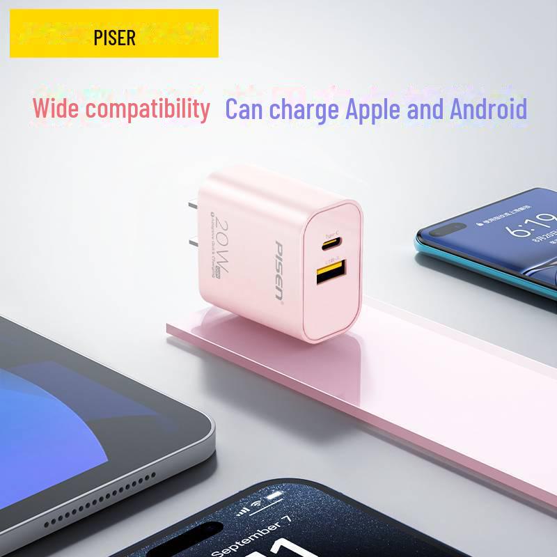 PISEN 20W Dual Port USB-C Charger for Huawei & Apple Phones and Tablets
