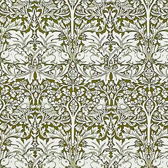 William Morris Brothers Rabbit Cotton Print 110cm Wide x 1m Best of Morris Fabric, Olive, Pre-Cut, 3948m,