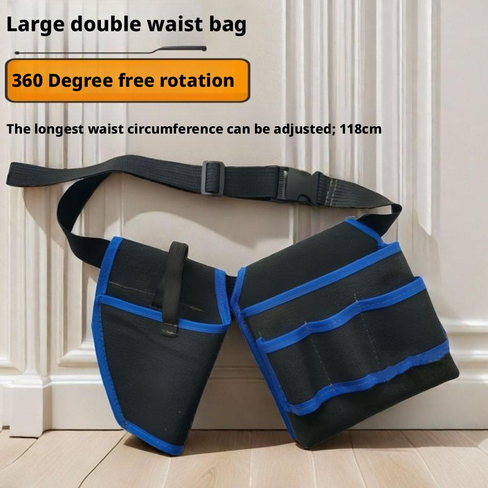 Rotating Electrician Tool Bag Adjustable Waterproof Waist Belt Pouch Multiple Pockets Thicken Tools Storage Bag