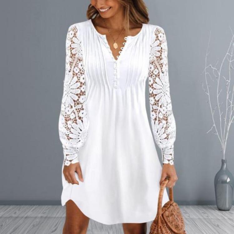Stylish V Neck Mini Dress Elegant A Line Beach Party Short Dress Versatile Streetwear