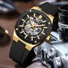 CURREN Men Automatic Mechanical Original Waterproof Silicone Strap Luminous Business Fashion Clock