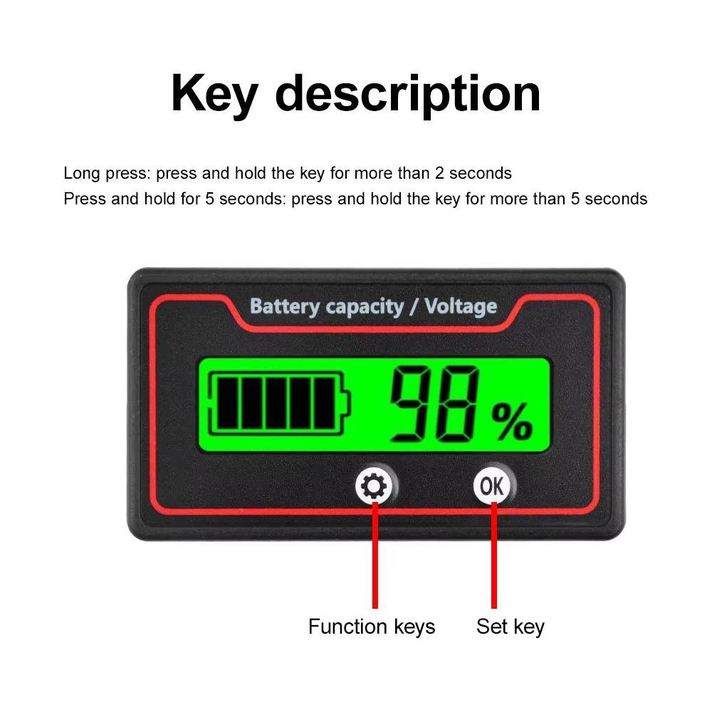 Universal Battery Capacity Indicator 9-120V Battery Power Gauge  Charge Level