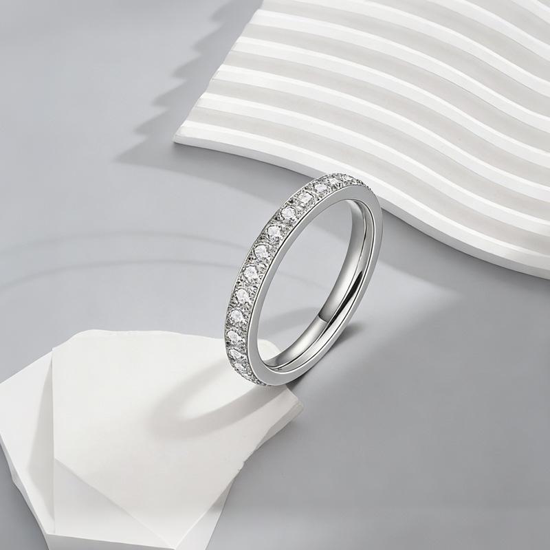 Korean Style Simple Full Circle Titanium Steel Ring Female Bestie Couple Ring Same Style Trendy Jewelry