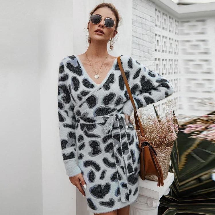 

Осень Зима Женское Облегающее Вязаное Платье Полный Рукав Милое Однотонное С Завязками На Бедрах S-XL L черный серый