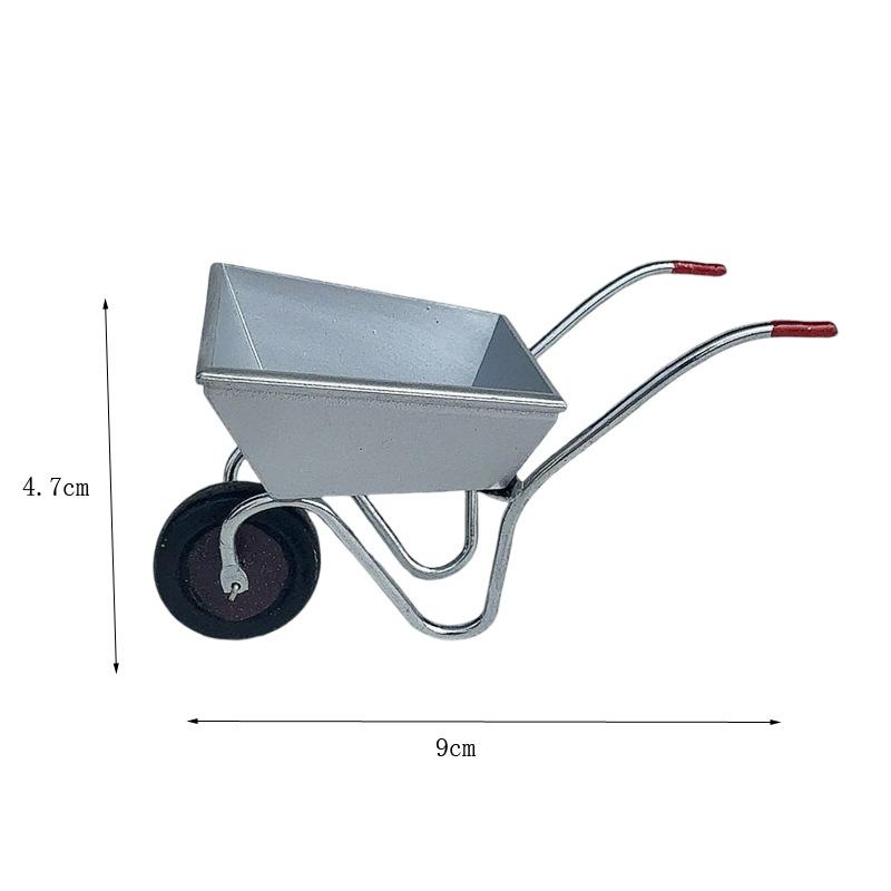 1/12 Dollhouse Simulation Metal Garden Farm Cart Model Dollhouse Furniture Decoration Dolls House Accessories Pretend Play Toys