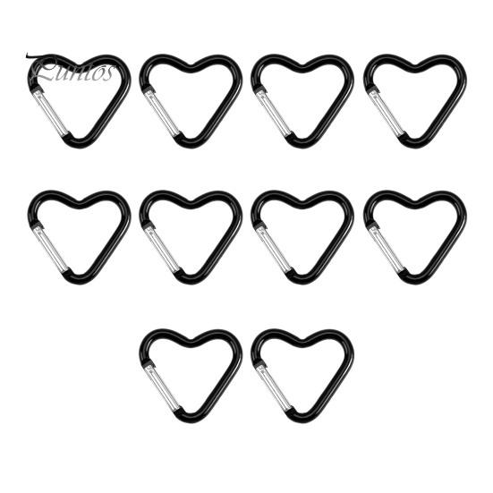 

20 шт. карабин в форме сердца, прочный алюминиевый брелок, зажим, пружинный крючок, пряжка для рюкзака, бутылка для воды, аксессуары для кемпинга на открытом воздухе чёрный
