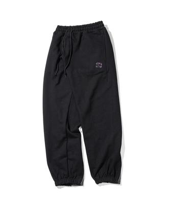 MASSNOUN Grating Emblem Back Slit Zipper Training Pants Mfttp005-Bk