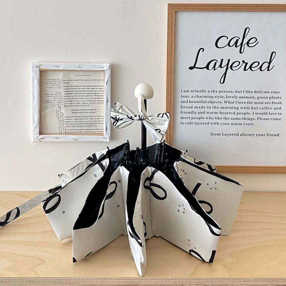 

Новый зонт от солнца из винила с бантом в стиле INS, защита от солнца и ультрафиолета, портативный, компактный, изысканный, для защиты от дождя и солнца, роскошный, для женщин, складной