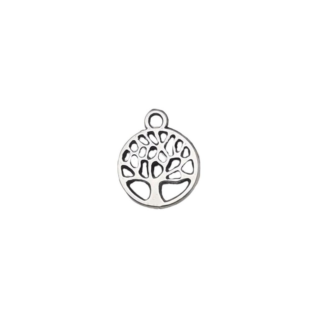 Ancient Silver Plant Small Pendant Hollow Tree Of Life Alloy Accessories Handmade Beaded DIY Material Jewelry