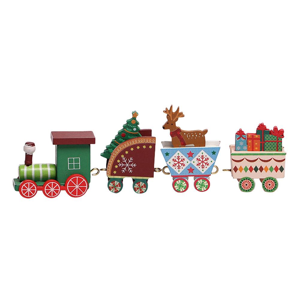 Wooden Christmas Small Train Xmas Table Top Ornament Cute Mini Train Ornaments Xmas Ornaments Christmas Decorations Kids Gift