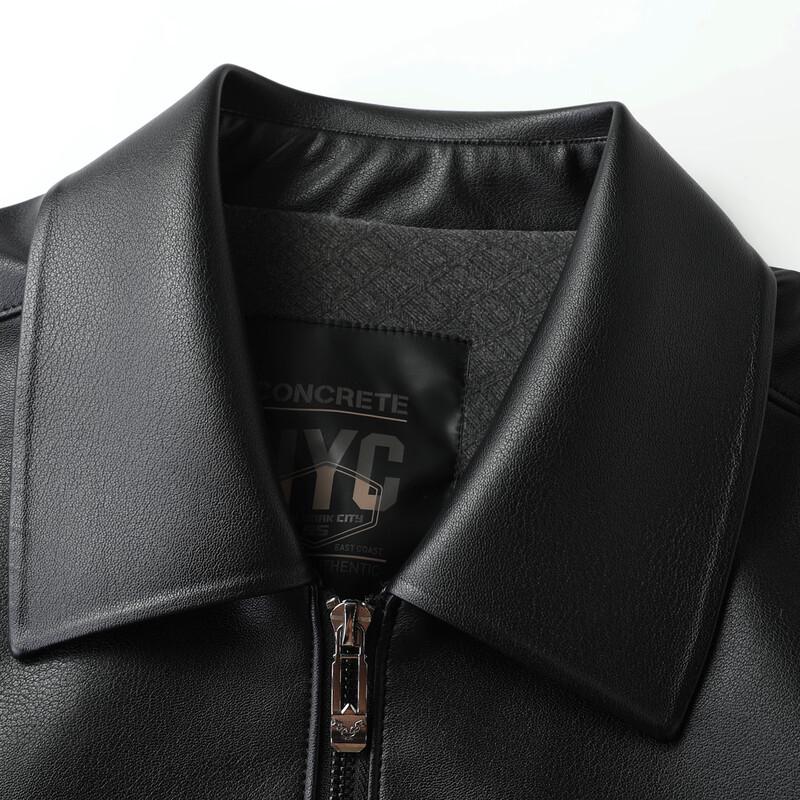 Dibinze Men's Plus Size Lapel Faux Leather Jacket