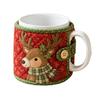 Holiday Quilted Mug Cover Craft Christmas Cozy Sewing Kit, DIY Fabric Kit with Festive Themed Kits Patterns, Sleeve Making for Beginners, Handmade