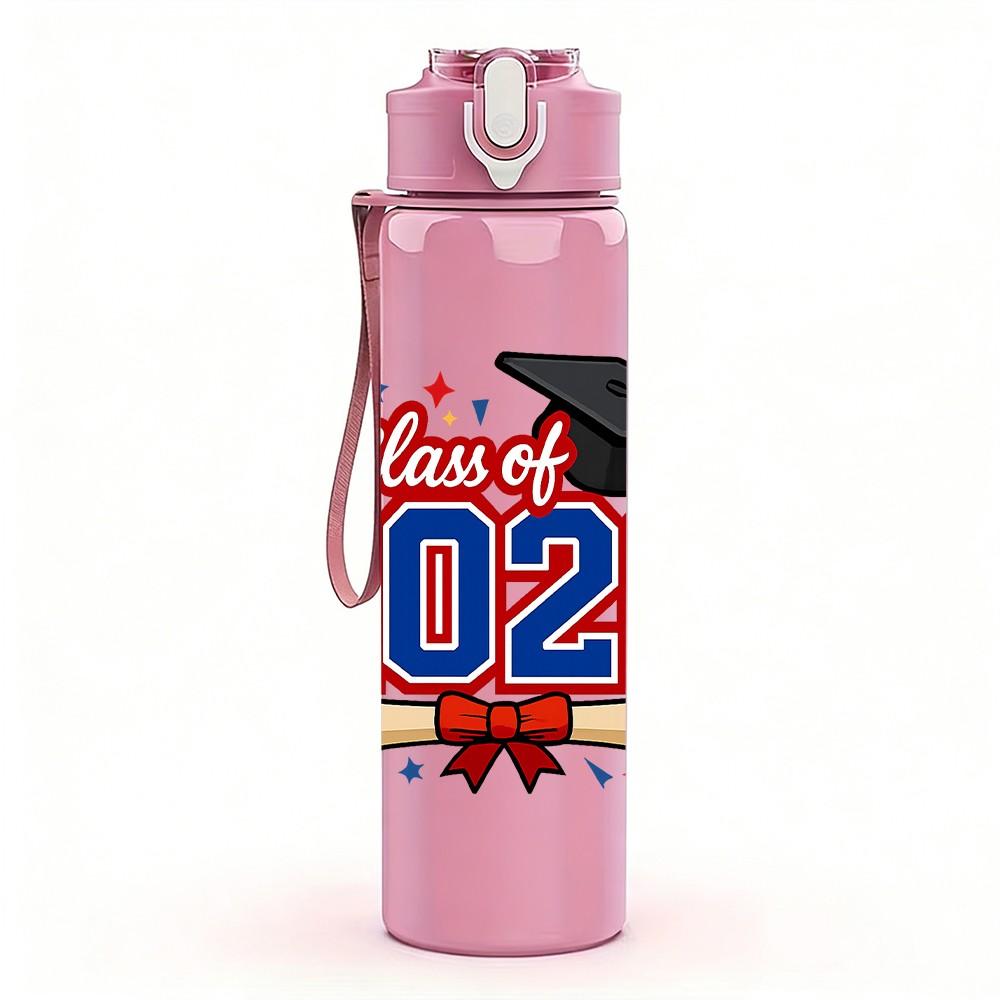 1PC Class Of 2026 Grad Badge Art 750ml Color Plastic Sports Water Bottle Leakproof Flip Straw Lid Suitable for Sports Office Home Use