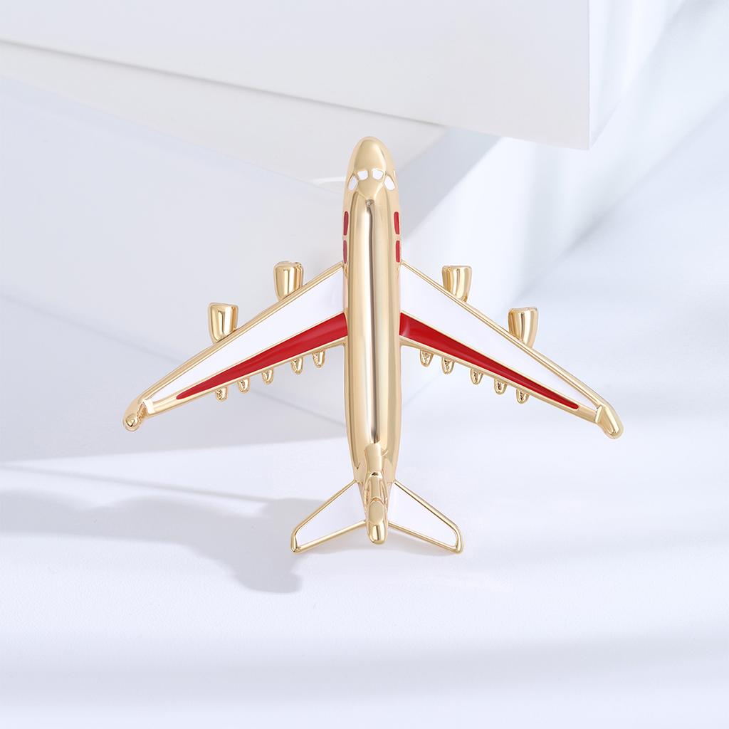 Stylish Rhinestone Aircraft Brooches for Women Enamel Transportation Pins Event Funny Luxury Gifts New Year Friends Decoration