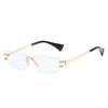 Luxury Frameless Oval Women Sunglasses Retro Brand Thin Frame Design Punk Personality Leisure Men Sun Glasses UV400