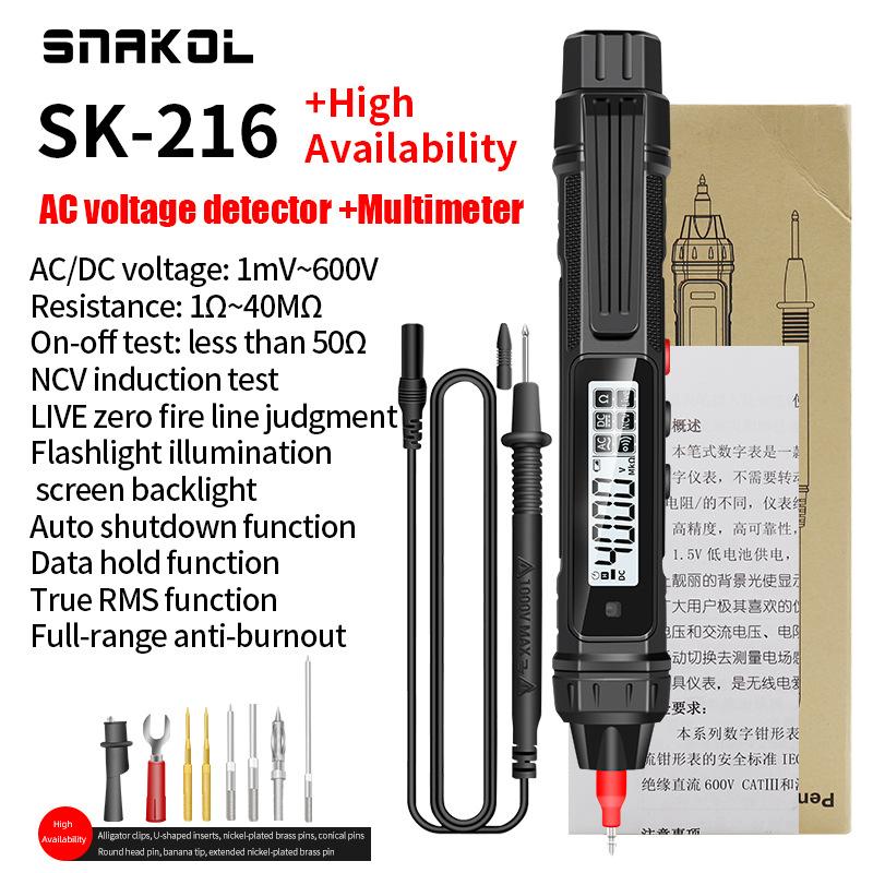 

SK-216 Pen Multimeter Electrician High-precision Tester AC/DC Voltage Zero Fire Wire Detection Meters Portable Measurement Tools