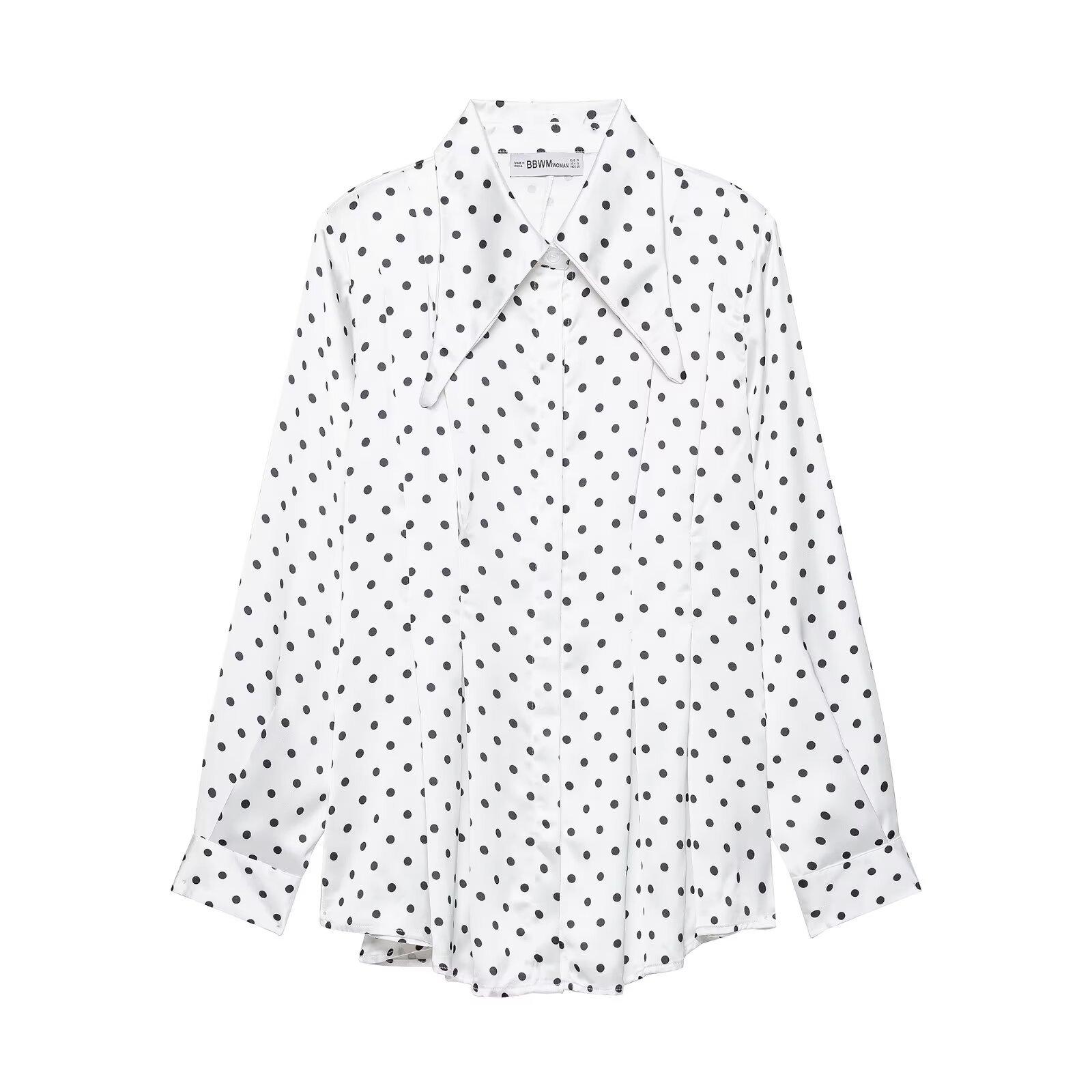 Cross-border women s clothing wholesale fashion simple polka dot printed top casual trousers set XS