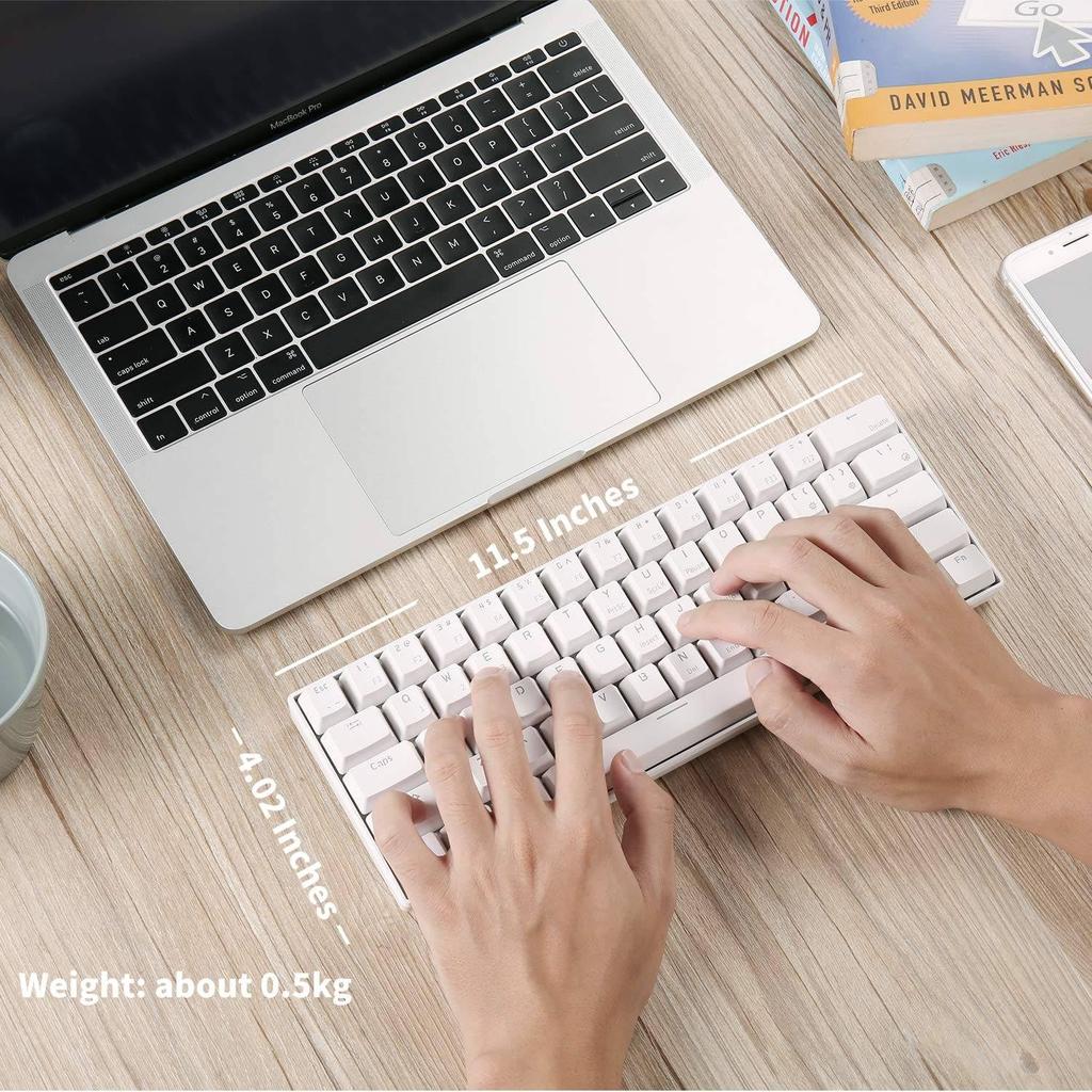 RK ROYAL KLUDGE RK61 Mechanical Keyboard with Brown Switches, Bluetooth, Wireless, USB, WiredWireless, Compatible with Windows, Mac, iOS, and