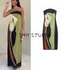 Spring New Women Clothes European and American Holiday Style Sexy Backless Slim Fit Slimming Sheath Print Tube Top Dress