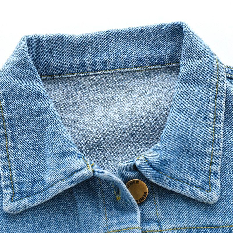 Spring and Autumn Boys' Denim Children's Clothing Lion Jacket Casual Toddler Tops Boys' Turn-Down Collar Clothes