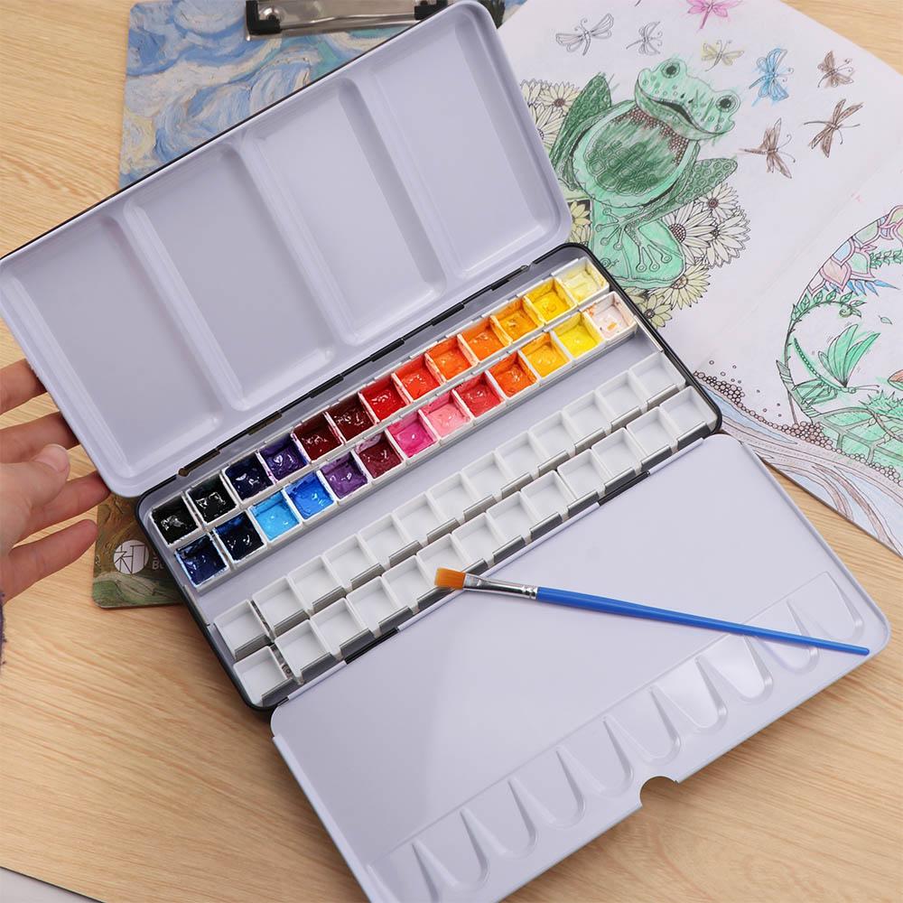 12/24/52 Grid Empty Watercolor Palette Metal Watercolor Tin Palette Empty Paint Case Student