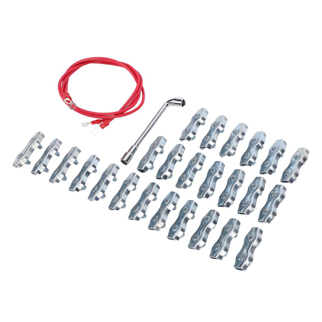 25PCS M5 PE Rope Connectors with 2 Silicone Copper Wires Galvanized Steel Polyethylene Cord Connector for Electric