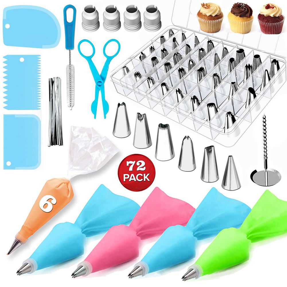 72Pcs Set Cake Decorating Kit Cream Decoration Scraper Pastry Bag Baking Tool 72pcs#0