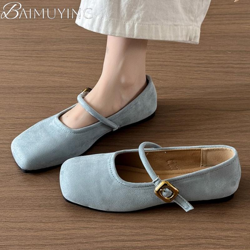 Square Toe Marie Janes Shoes Women Flat Sandals Casual Shoes Woman 2025 Trend Dress Summer Loafers Comfort Soft Leather Zapatos