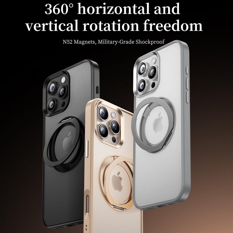 Obrotowy uchwyt 360 stopni Magnetyczne etui na tył Dla iPhone 16 15 Pro Max 14 Pro Miękkie krawędzie Odporne na wstrząsy Przezroczyste Matowe etui na telefon