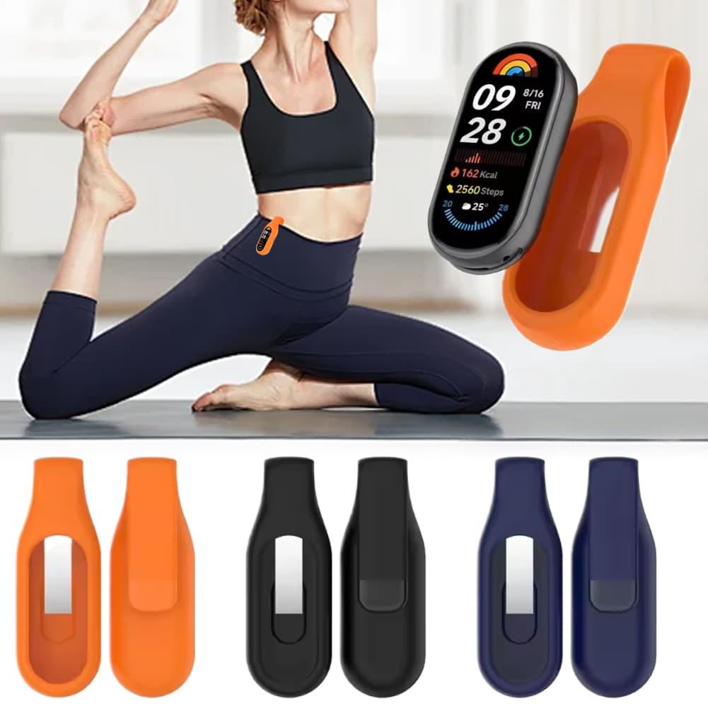 Silikonhülle für Google Fitbit Air Xiaomi Mi Band 10 9 8 Stahlclip-Schnallenhalter Sportabdeckung TPU Stoßfeste Hülle Clip-Schnalle
