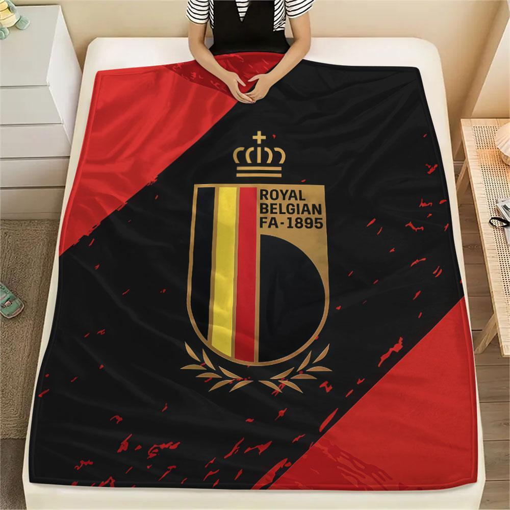 Belgium National Football Printed Flannel Blanket, Soft Throw for Bedroom Sofa, Washable,soccer Fan Merchandise, Great Gift.