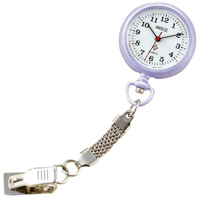 Krankenschwester-Uhrarmband Krankenschwester-Uhr 14 Farben zur Auswahl Umgekehrtes Zifferblatt mit Pulsspeicher Kurze Kette Lila [Enfamie]