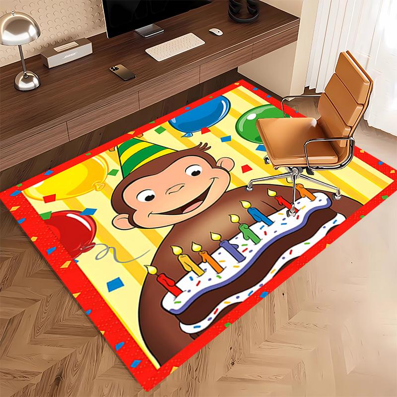 1pc Curious George Print Area Rug - Soft, Washable Non-Slip Indoor Mat, Living Room, Home Office Decorative Rug,Office Decorative