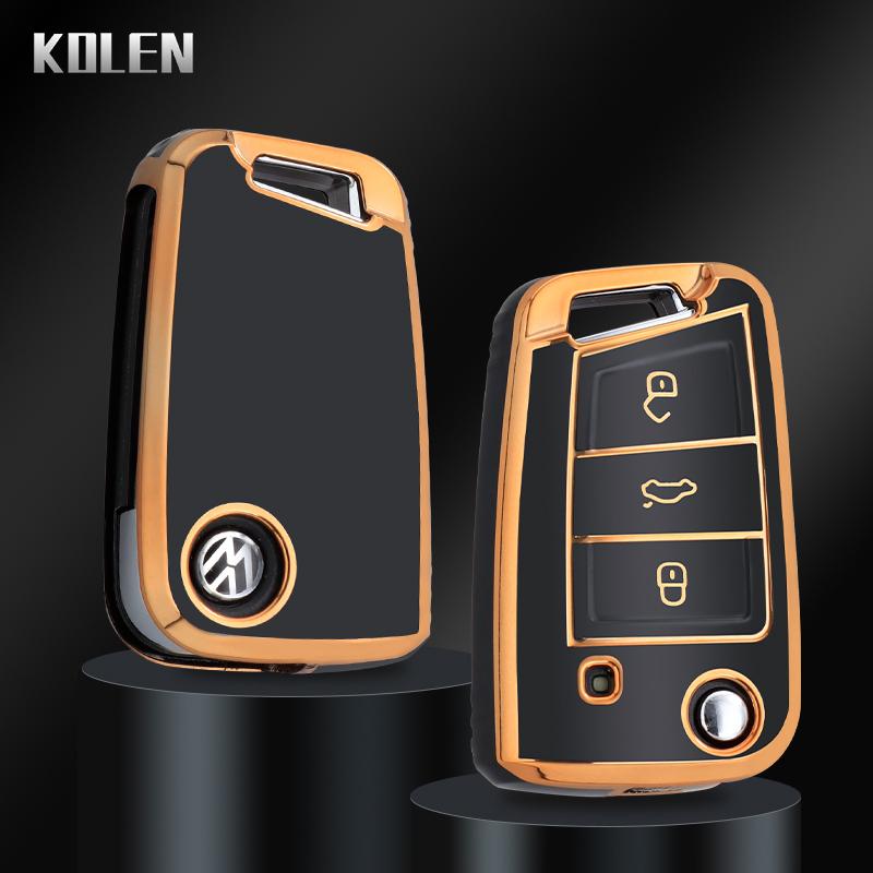 Fashion TPU Car Flip Key Case Cover Shell for VW Volkswagen Golf 7 MK7 Tiguan MK2 for Seat Ateca Leon FR 2 Ibiza Skoda Octavia