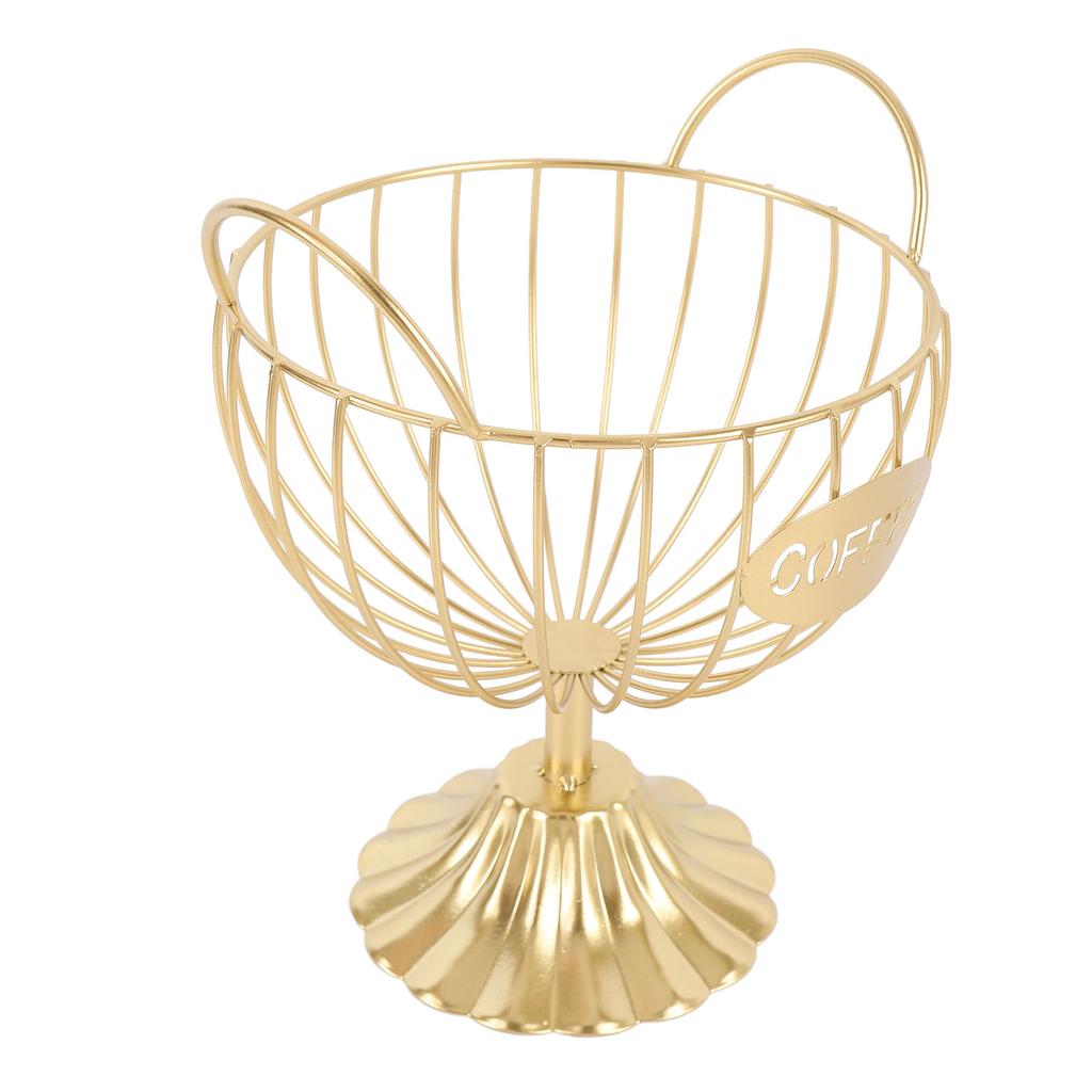 Coffee Pod Holder Iron Coffee Capsule Basket Bar Counter Organizer for Kitchen Office Desktop Gold
