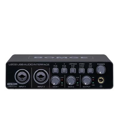 BOMGE U202 USB garso sąsaja su mikrofonu kompiuteriui ir podkastams, su priekiniams stiprintuvams, XLR/TSR/TS prievadais, 48V, 32 bitų/192 kHz raiška, įrašymui,
