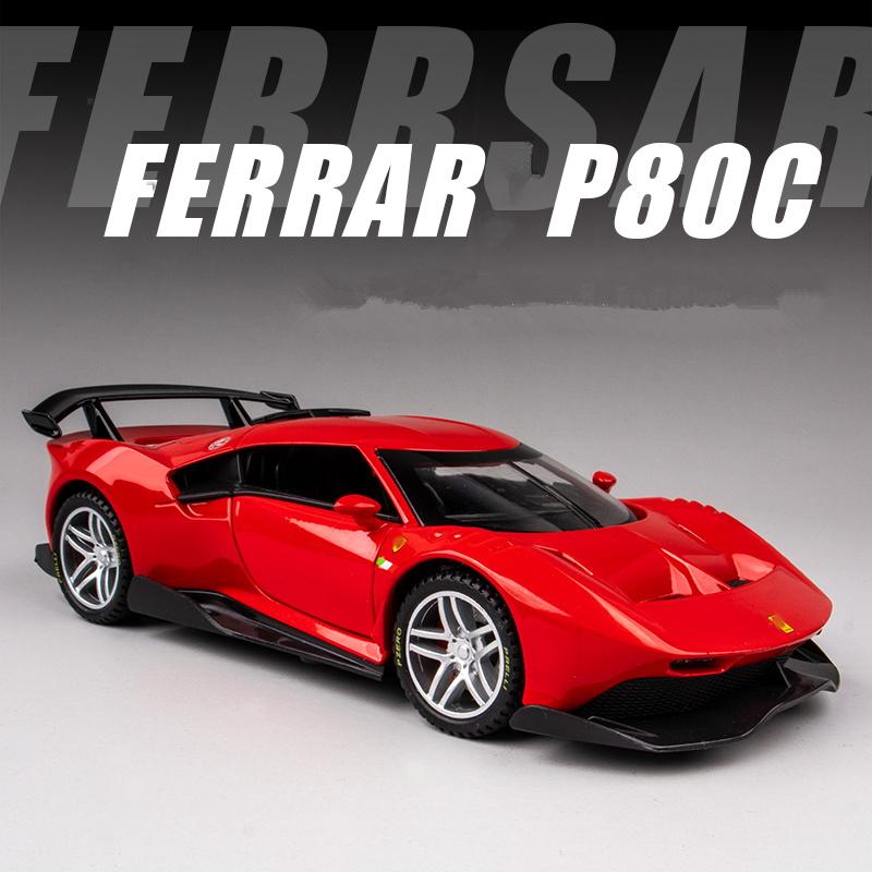 1/32 Laferrari  P80C Alloy Racing Car Model Diecast Metal Toy Sports Car Model Simulation Sound and Light Collection Children Gift