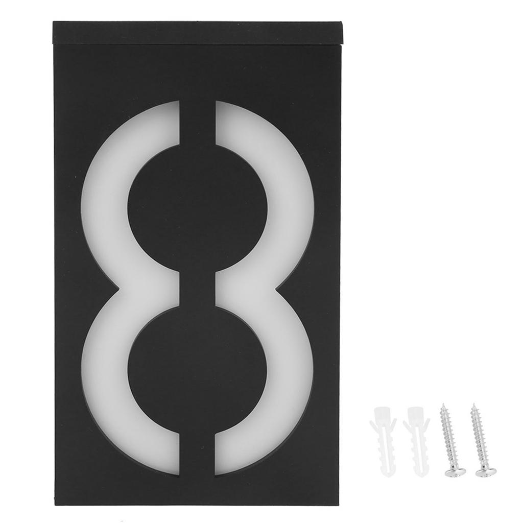 Outdoor Solar Power LED Number Sign Light House Hotel Store Door Address Lights Plate(Numero 8 )