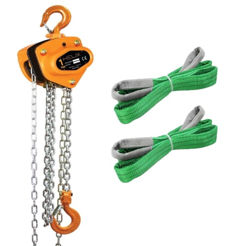 HELIX Chain Block, 1 ton, 3 m, 1000 kg Capacity, Manual, Gatcha, 1 ton, Lever Hoist, Lever-Operated Block, Lifting, Lightweight, Compact, Chain Roller