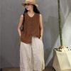 Johnature Retro Artistic Sleeveless Shirt For Women Summer Loose Casual Versatile Tops For Women