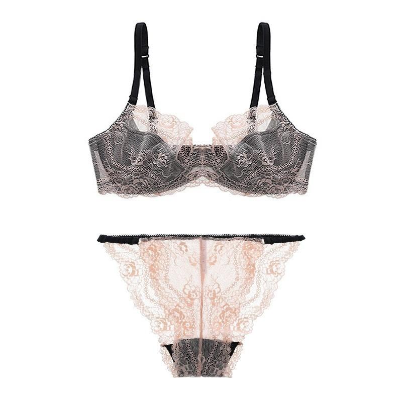 Sexy Lace Bra Thin Transparent Seductive Thin Style Large Size Bra Set