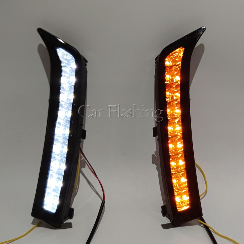 Car LED DRL Daytime running light For Subaru Forester 2013 2014 2015 2016 2017 2018 with Yellow turn signal Fog lamp