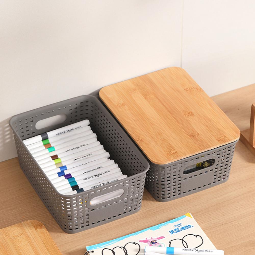 With Lid Storage Box Large Capacity Kitchen Storage Box Portable Storage Basket  Home Decoration