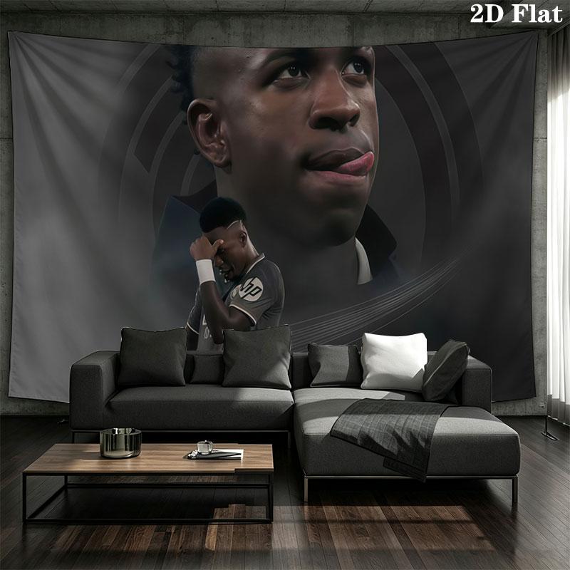 Vinicius Jr Wall tapestry, aesthetic printed fabric blanket, suitable for bedroom, living room, and home decor.