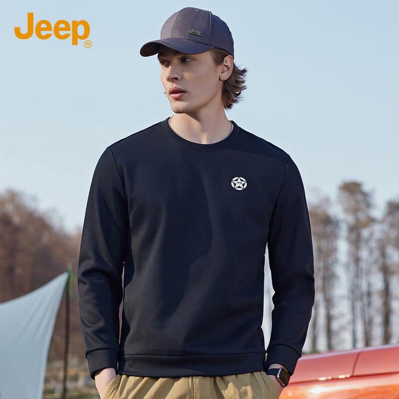 Мужская хлопковая толстовка JEEP с круглым вырезом 2XL чёрный