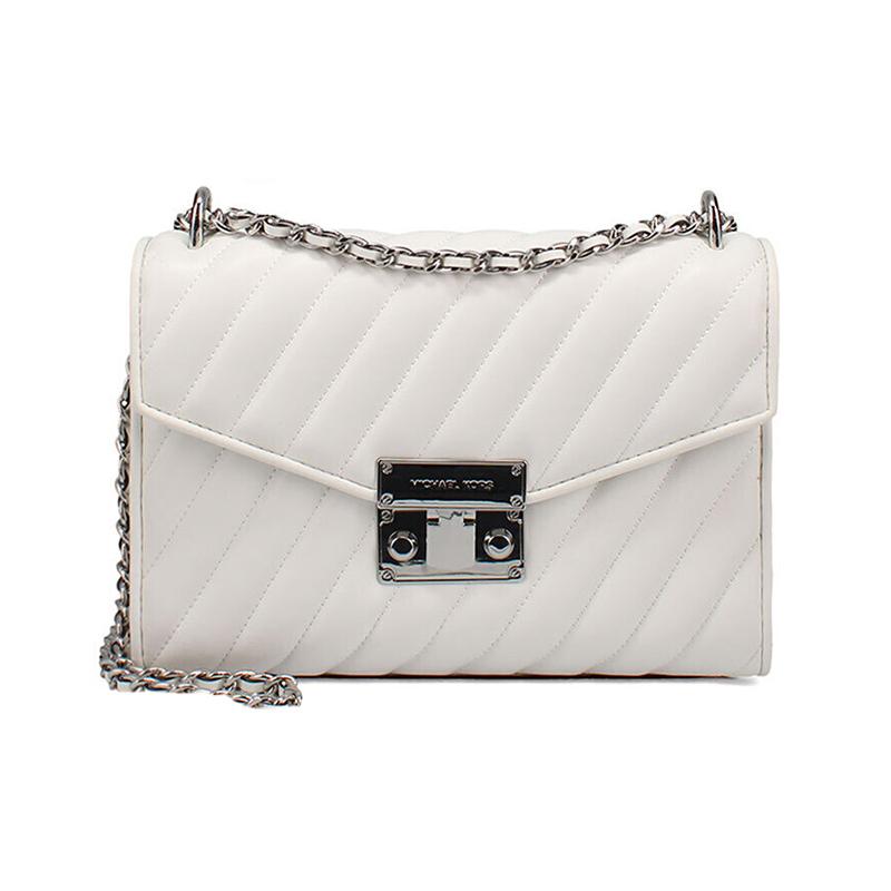 MICHAEL KORS Rose chain silver buckle flap bag closure leather shoulder bag crossbody bag regular women s pure white серебряный