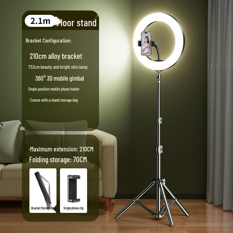 2024 Mobile Phone Live Streaming Stand with Fill Light for Douyin & Selfie Beauty - Complete Desktop Shooting Support Set