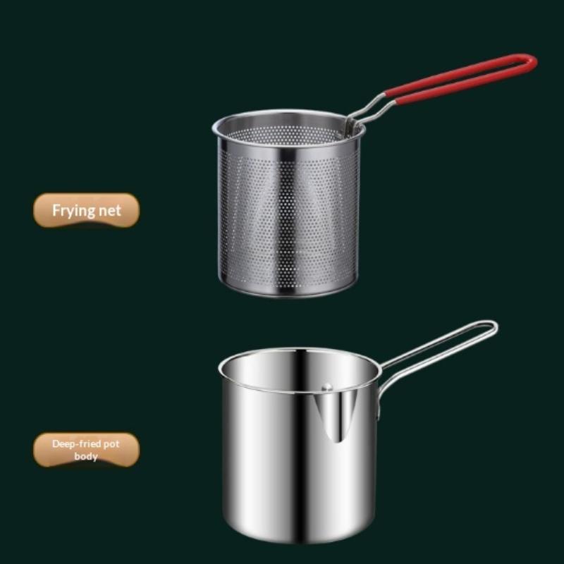 

304 Stainless Deep Fryers Pot Universal With Strainer Fryer Kitchen Cooking Pot Saving Mesh Fry Pot 1